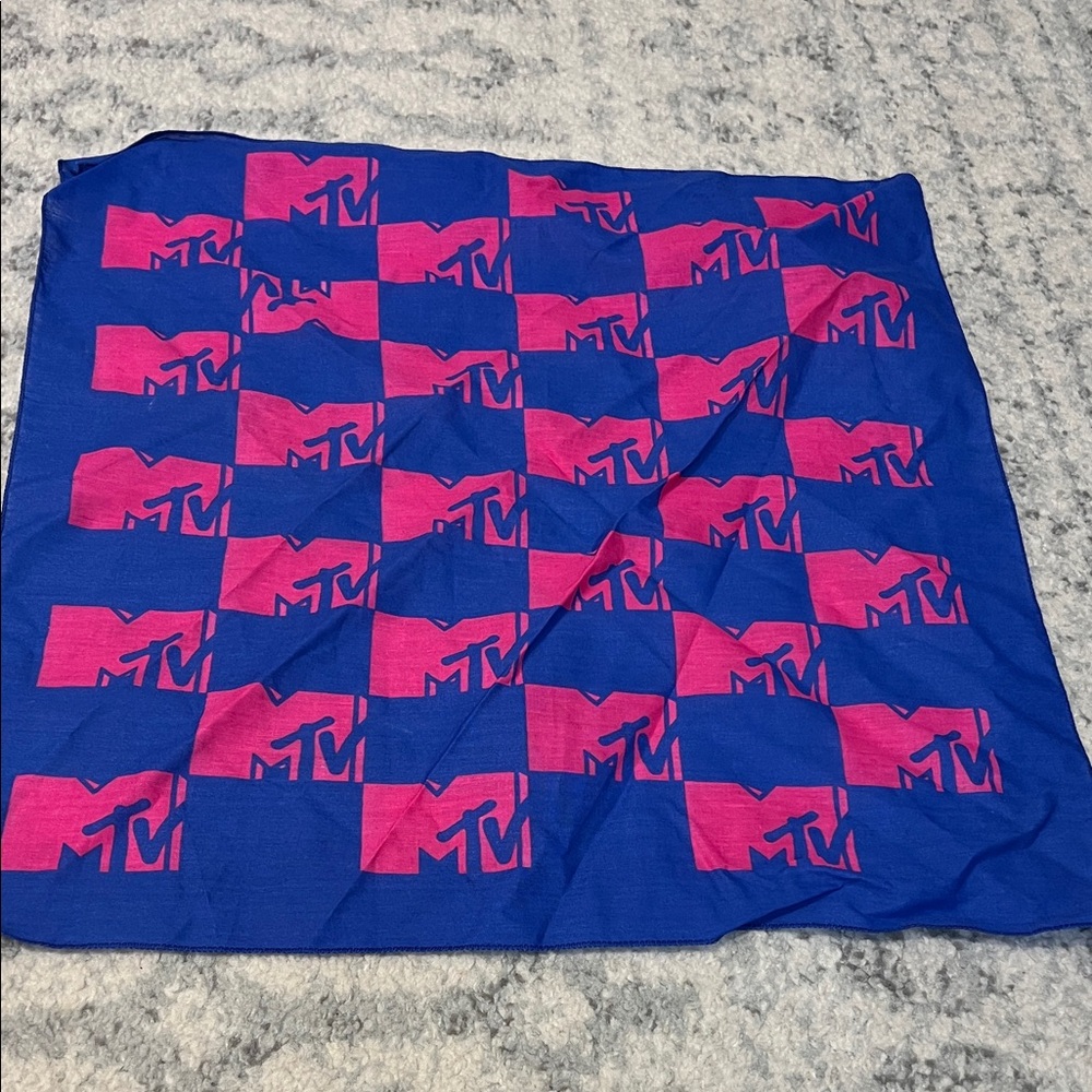MTV Vibrant Blue and Pink Patterned Scarf
